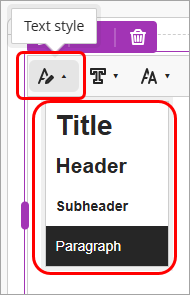 Text style button and drop-down list circled