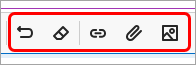 Undo, clear format, link, attachment and image buttons circled