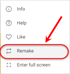 the remake option is highlighted
