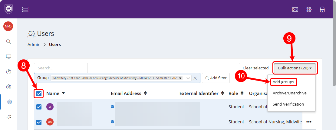 Steps 8 - 10 circled