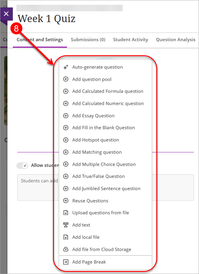 select type of content