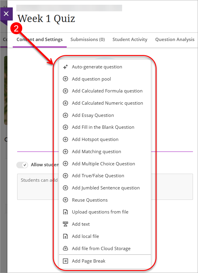 select a question type