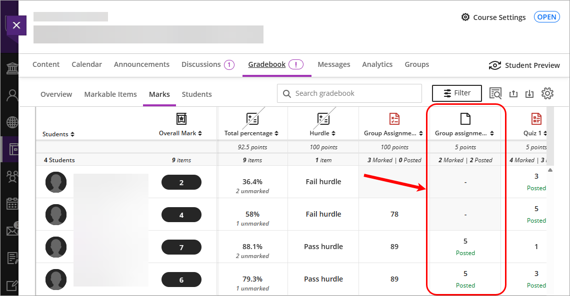 Buddycheck mark column circled