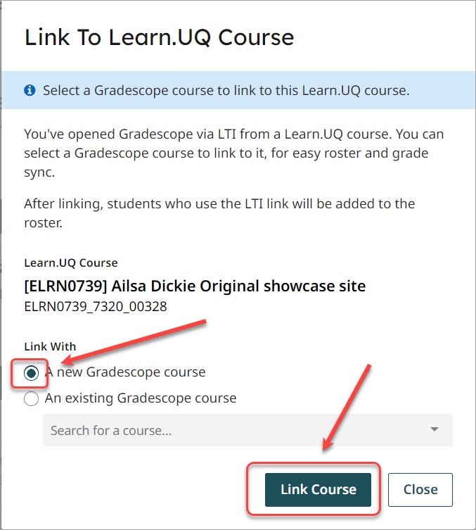A new Gradescope course