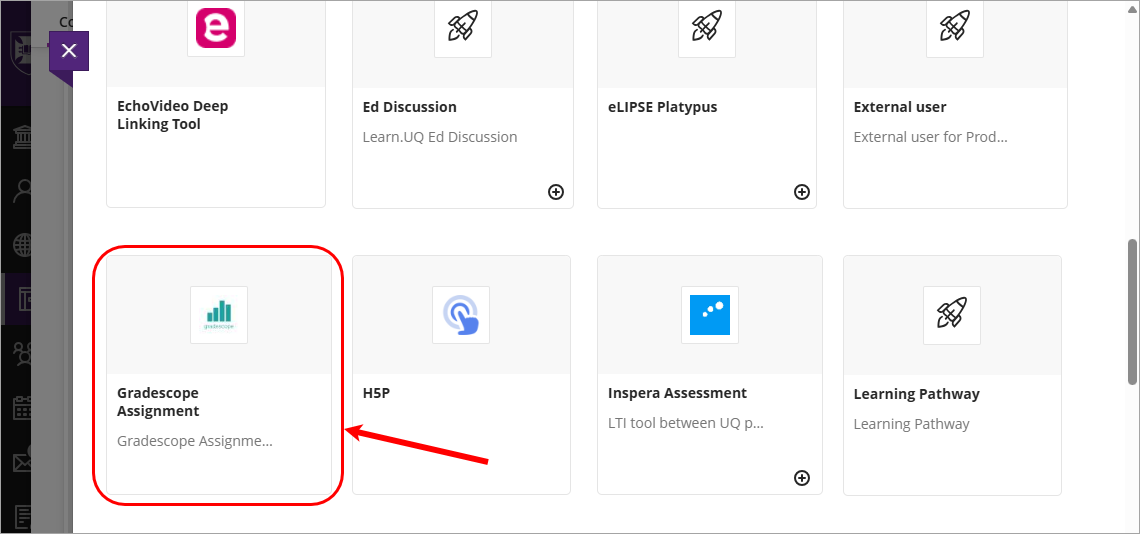 Gradescope assignment circled