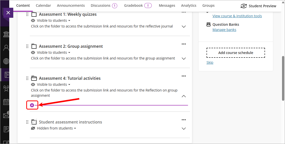 Add new content (+) sign circled