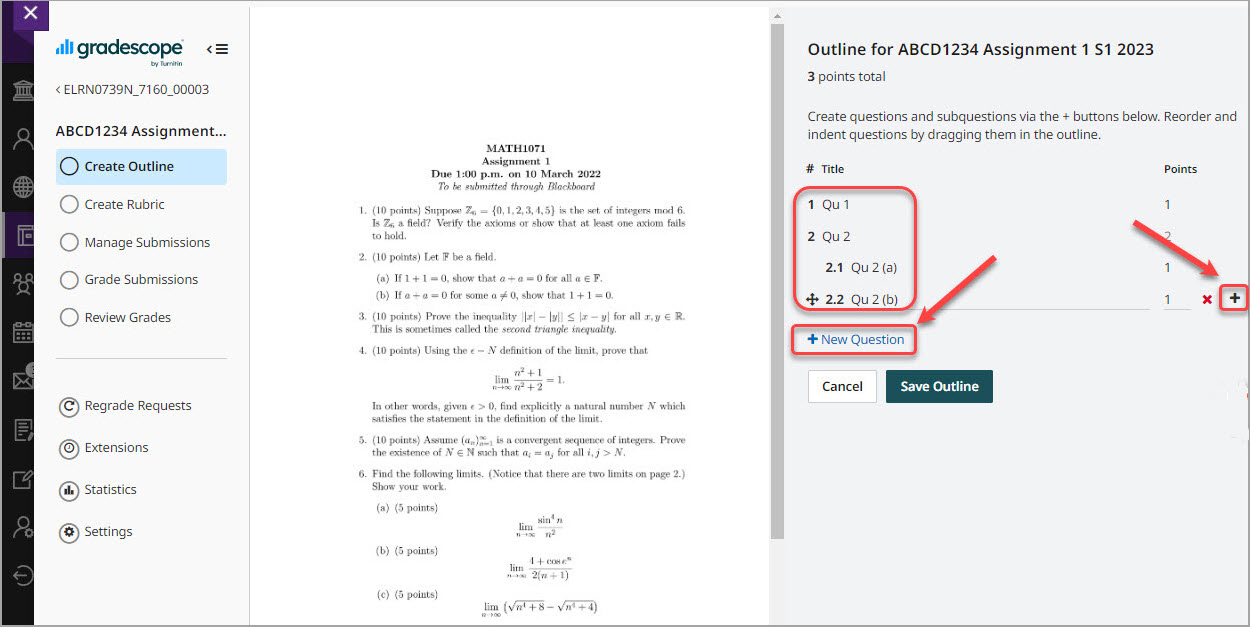 question outline