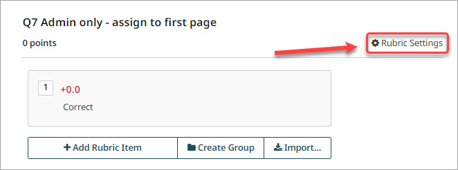 Rubric settings circled