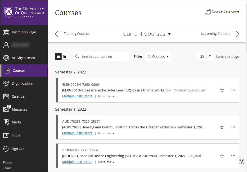 Course page
