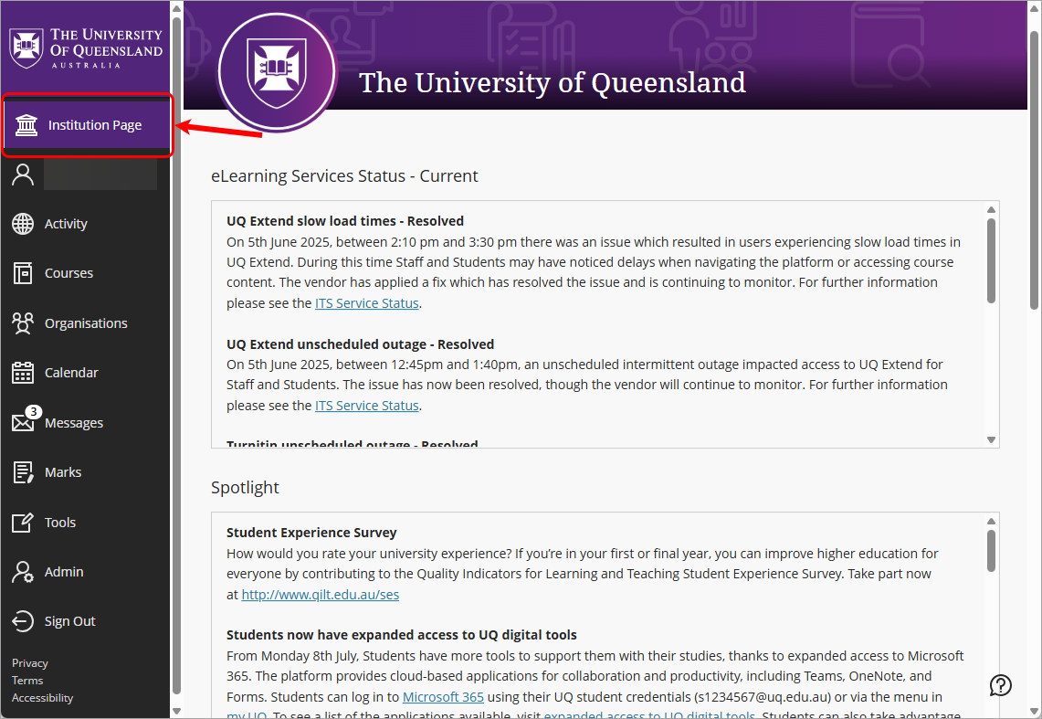 institution page