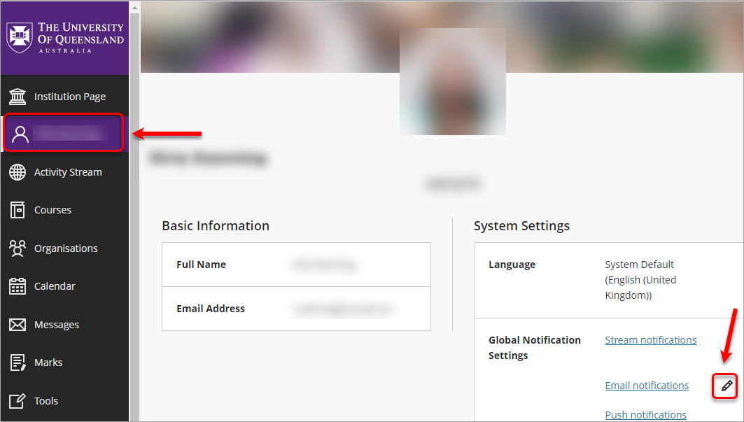 Profile page