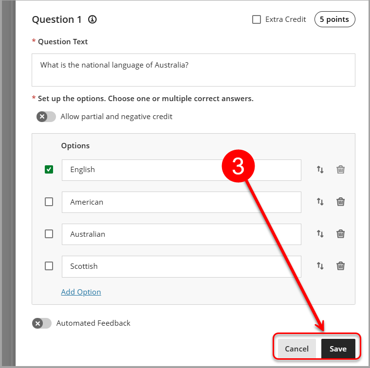 click on save to keep changes or cancel to discard