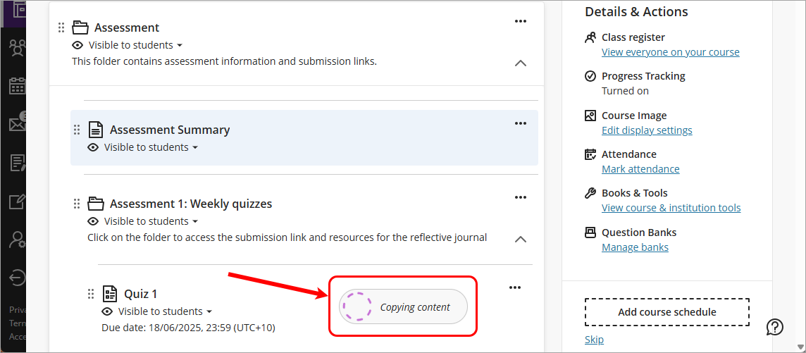 Copying content message circled