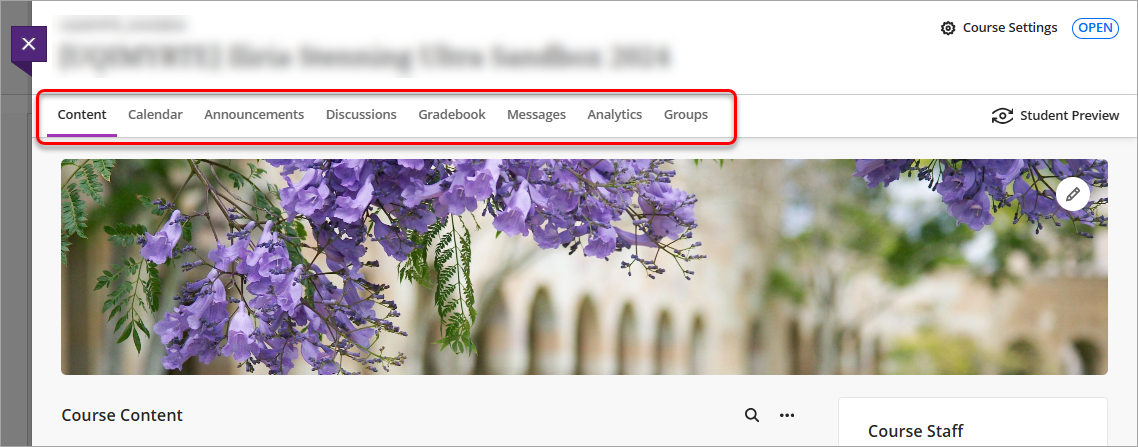 Ultra course navigation bar