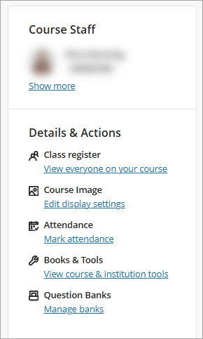 course staff and details & actions