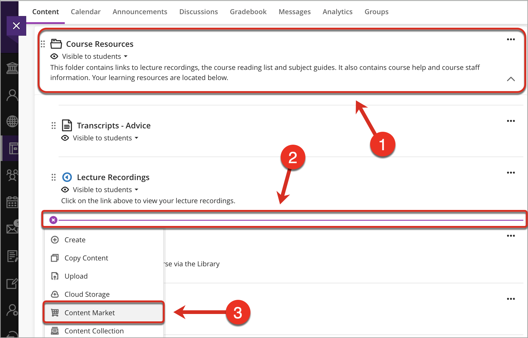 Create Zoom link content area