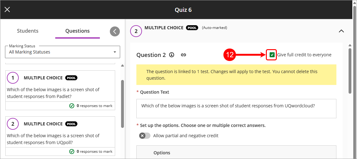 Give full credit to everyone checkbox circled