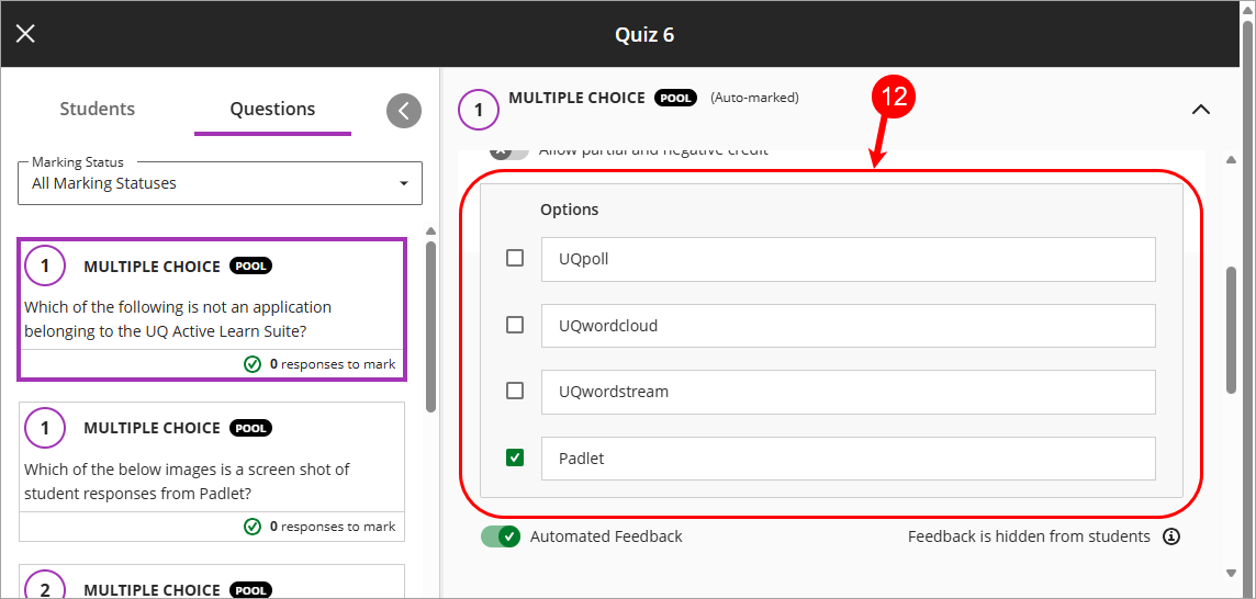 Answer options circled