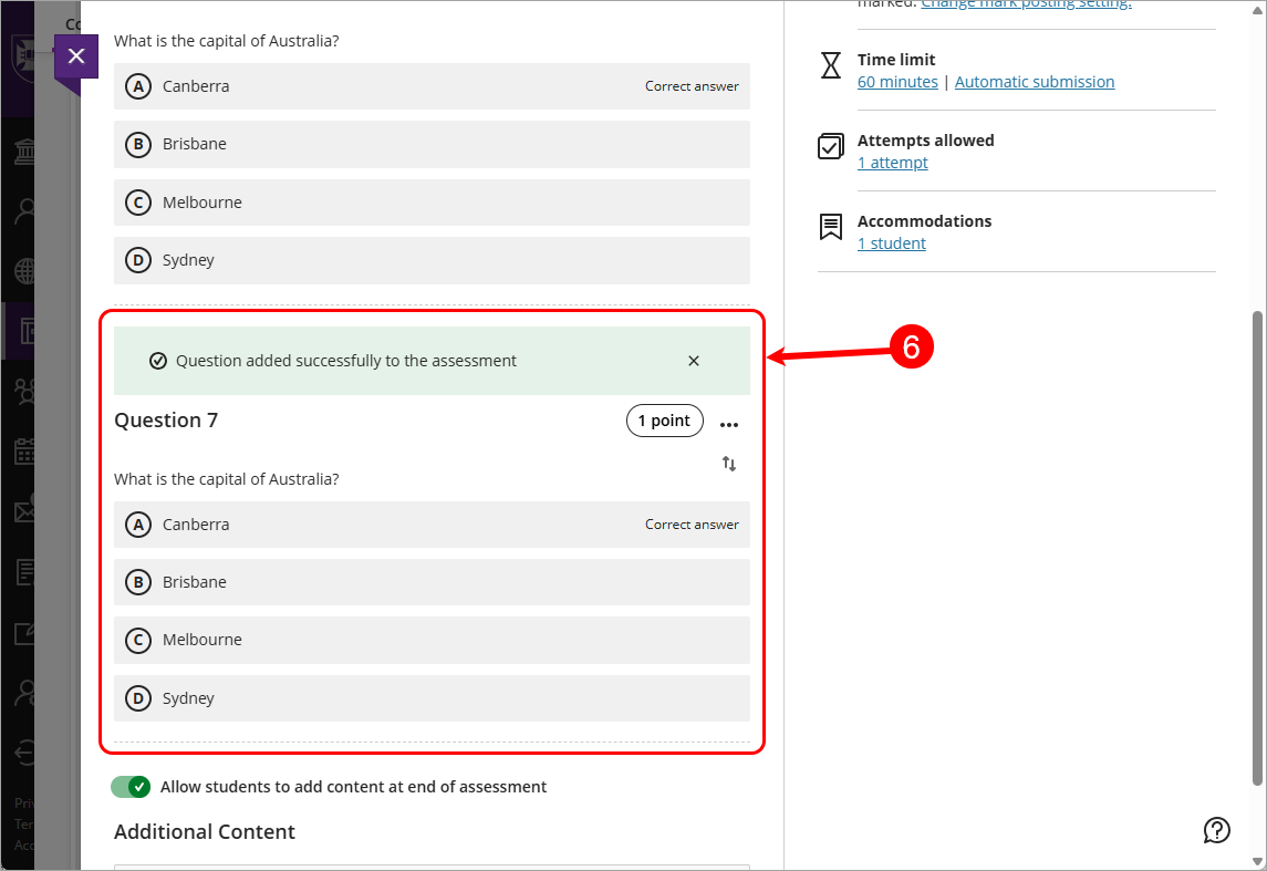 Duplicated question circled