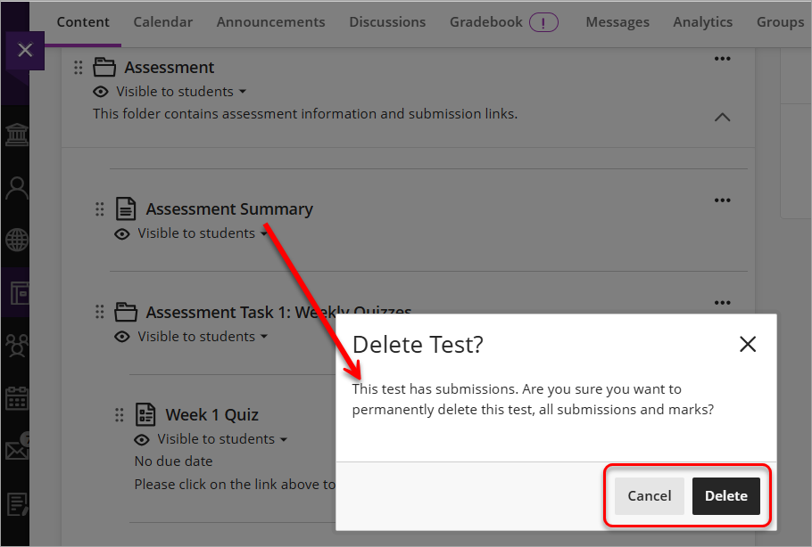 warning test has submissions
