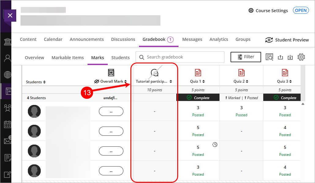 Created column circled