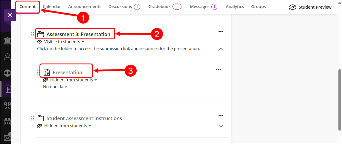 Steps 1 - 3 circled