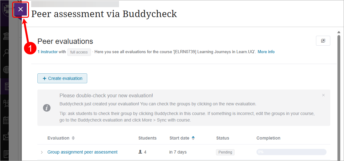 Close (X) button circled
