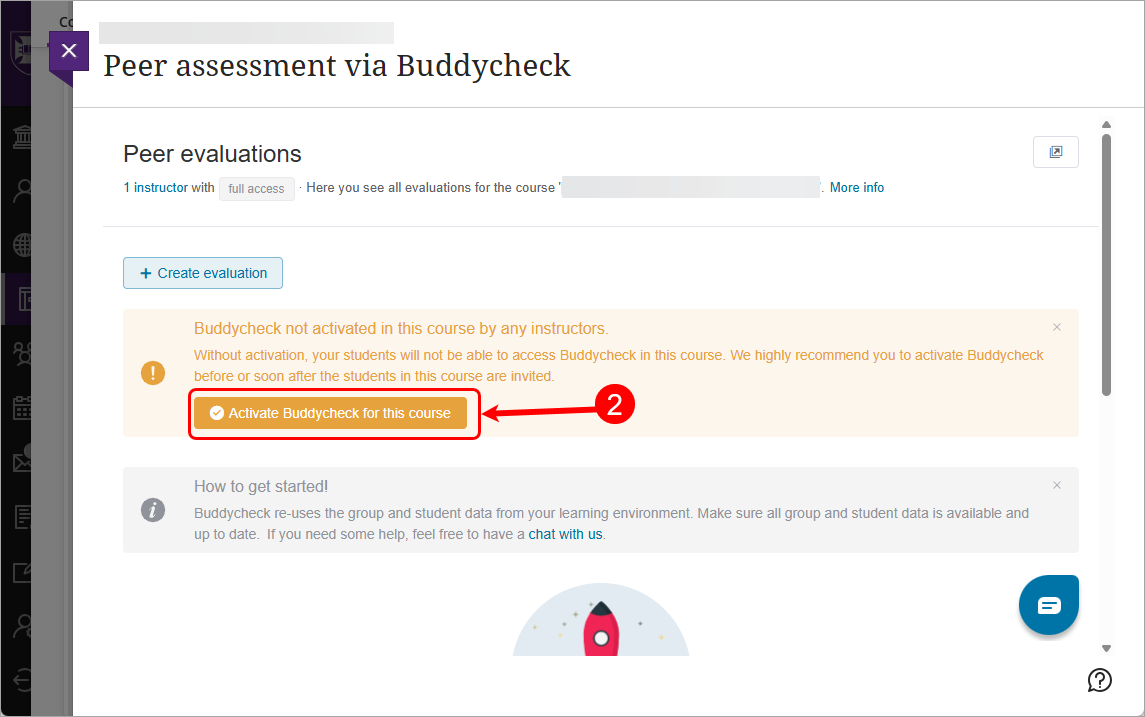 Activate buddycheck for this course circled