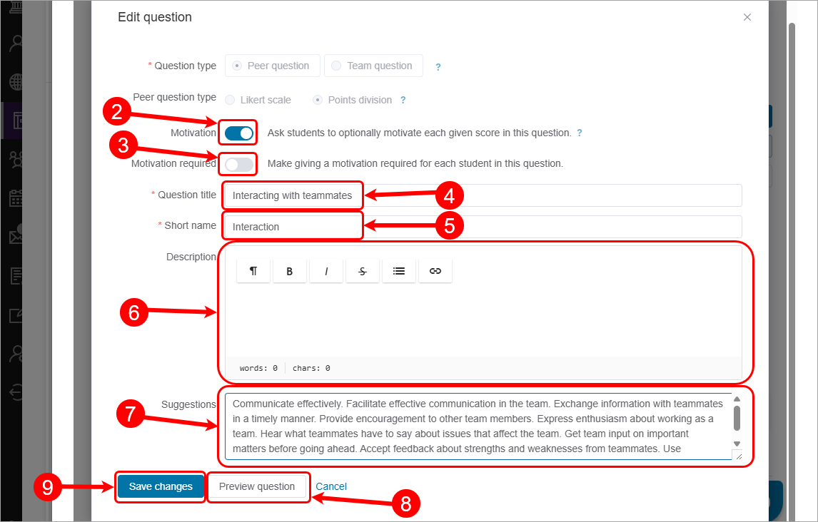 Steps 2 - 9 circled