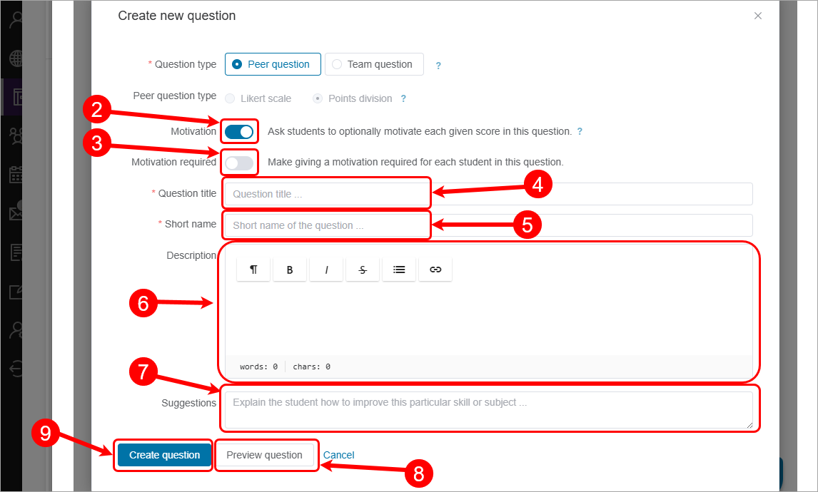 Steps 2 - 9 circled