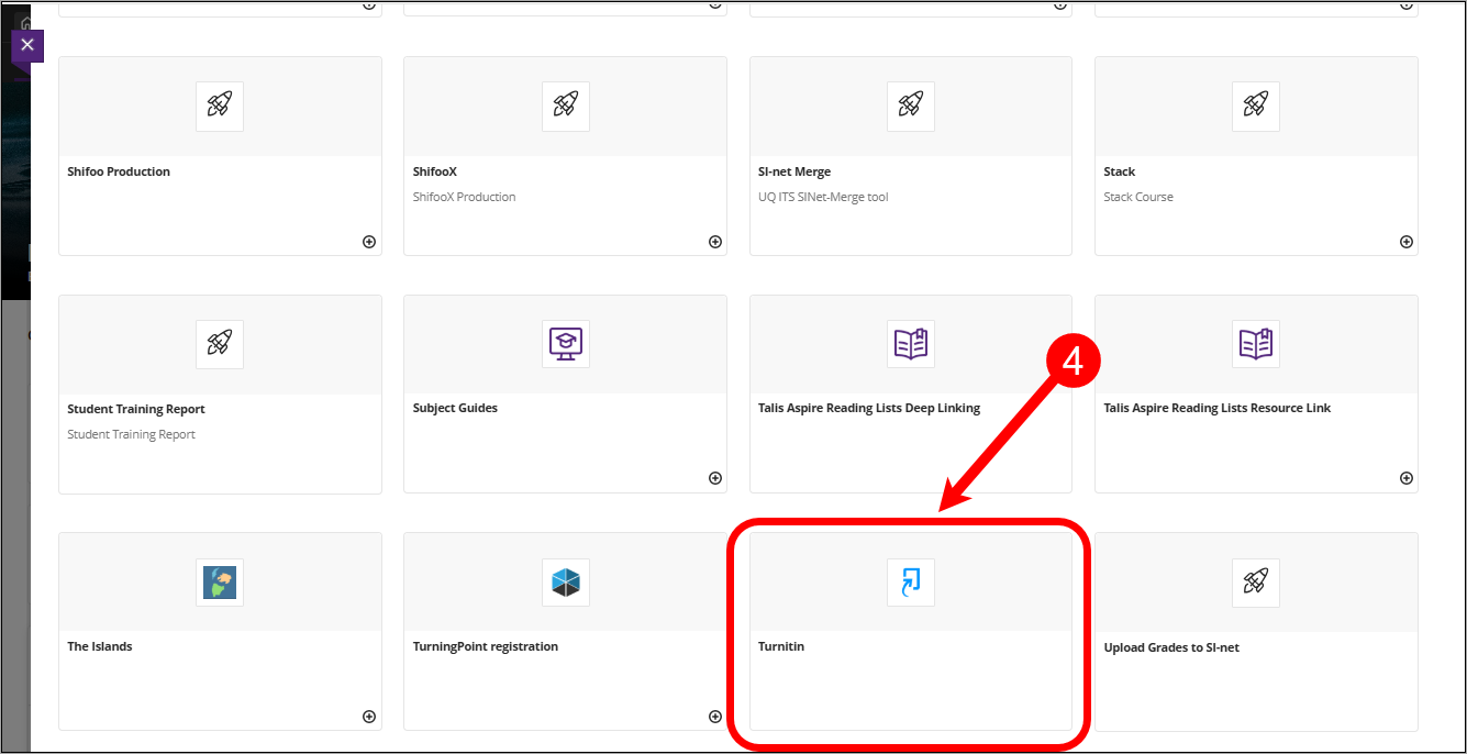 select Turnitin tile