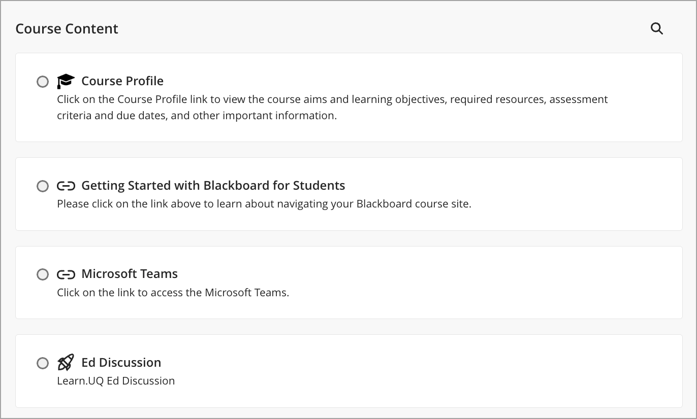 course profile, student guide, microsoft teams and ed discussion links