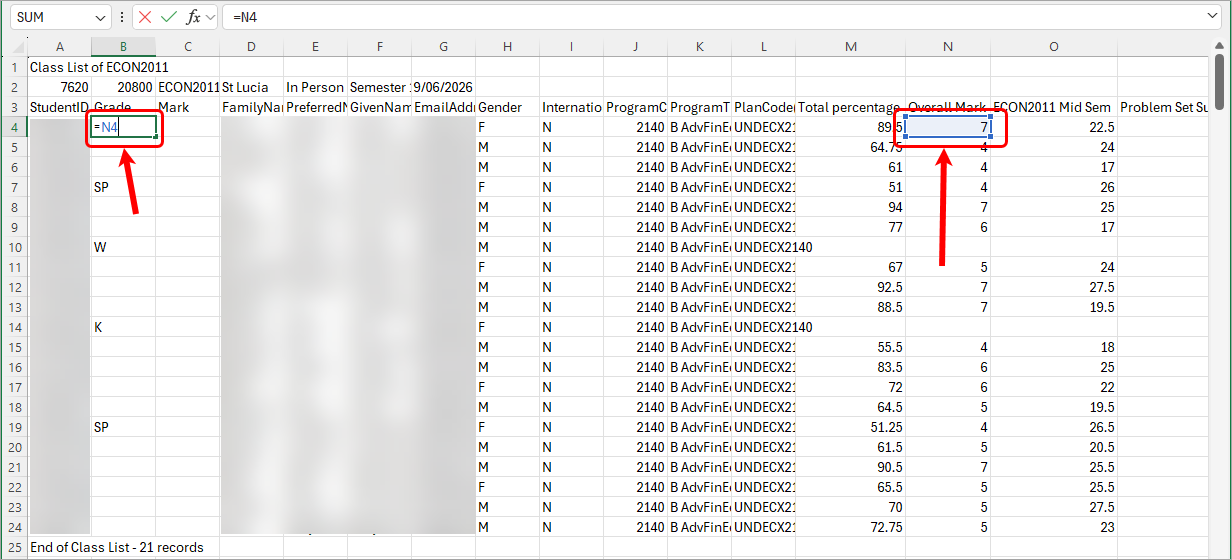 Excel formula circled