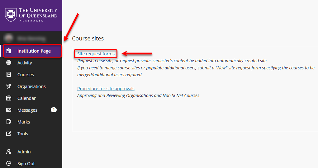 request a course site