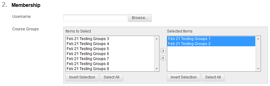 click on arrow to select group 