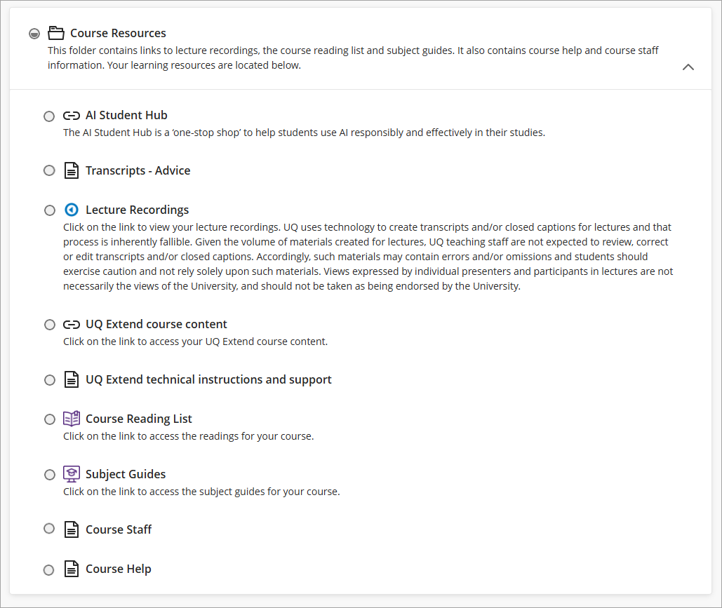 course resources