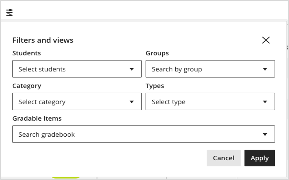 Filter options updated