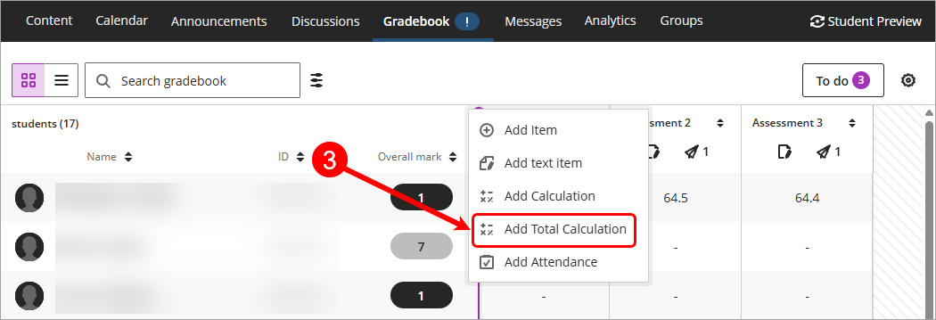 Add total calculation circled
