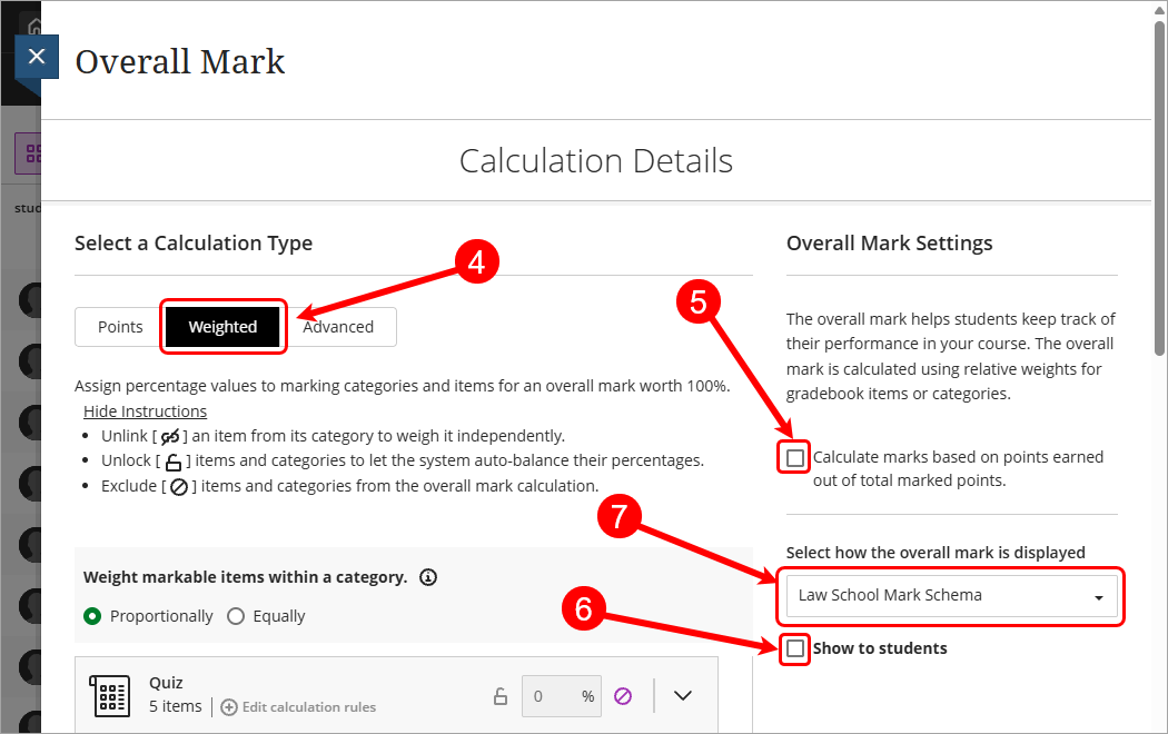 Steps 4 - 7 circled