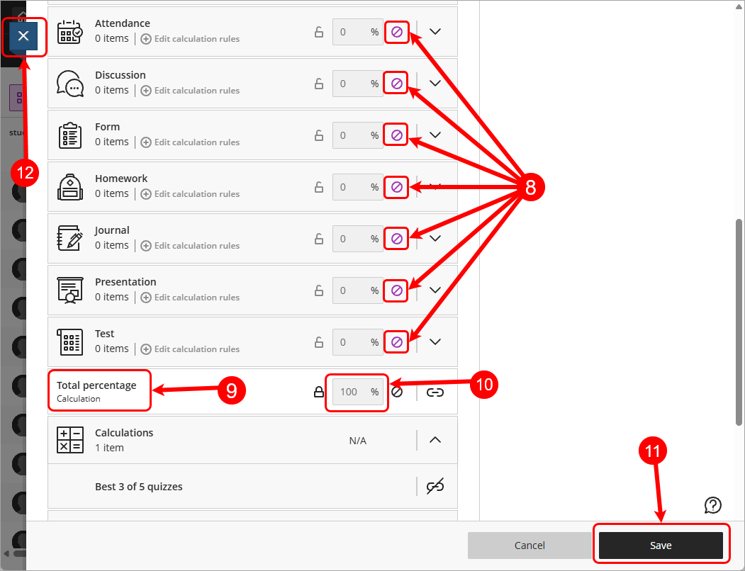 Steps 8 - 12 circled
