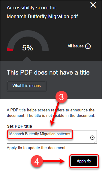 textbox and apply fix button are higlighted