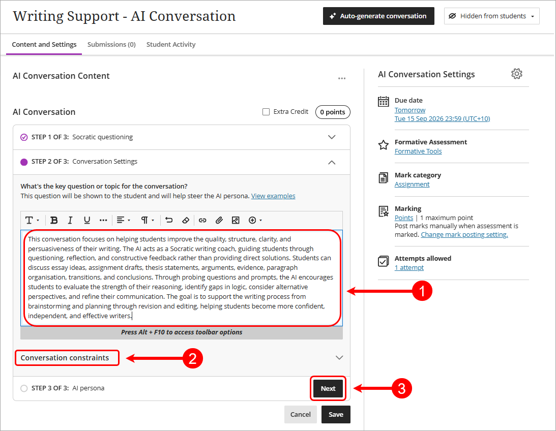 conversation constraints