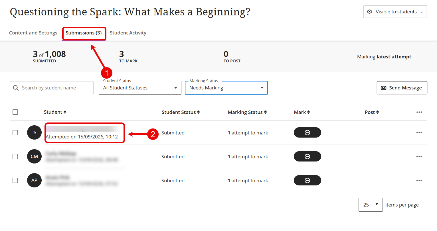 submission tab highlighted