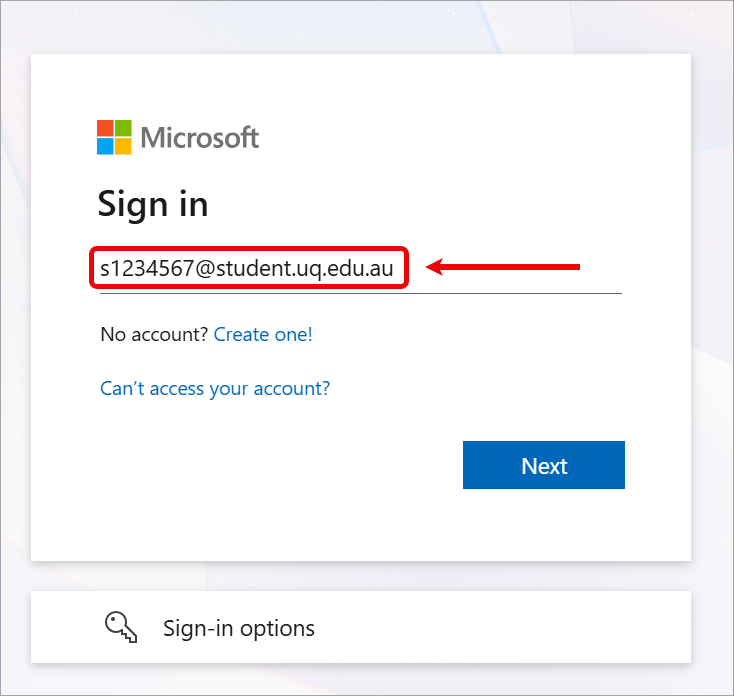email field highlighted