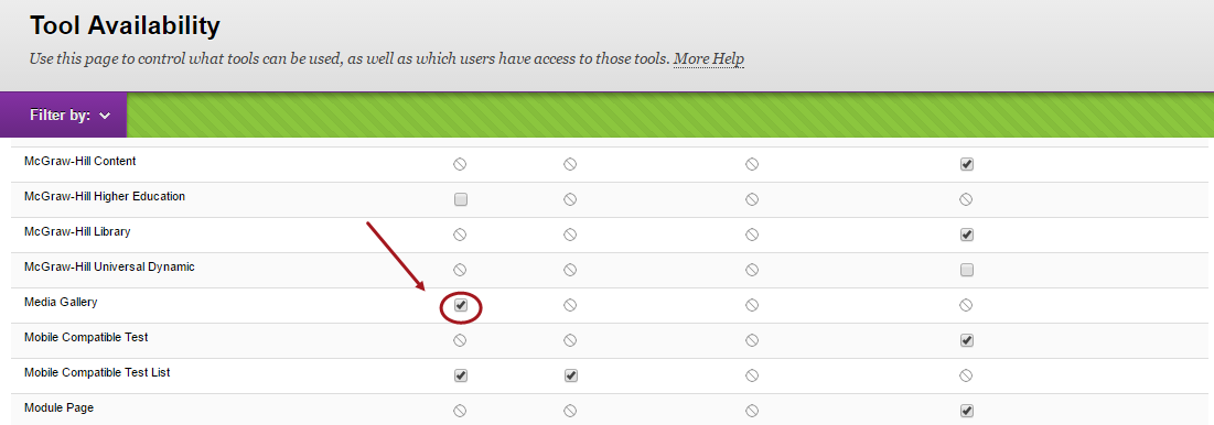 Click on the checkbox of the required tool in the Available column