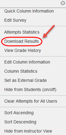 Select Download Results from the drop down list.