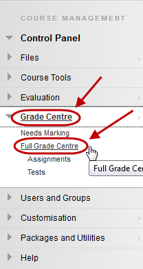 Select Grade Centre - Full Grade Centre