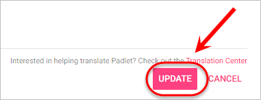The update button is highlighted