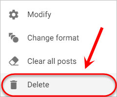The delete option is highlighted