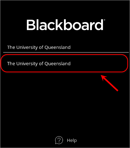 The University of Queensland option is highlighted